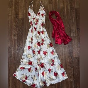 Petra fashion rose silk maxi dress